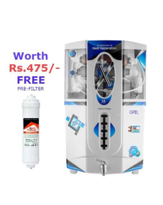 Aqua Fresh Opel copper  filter 18 L RO + UV + UF + Copper + TDS Control Water Purifier with Prefilter  (White)